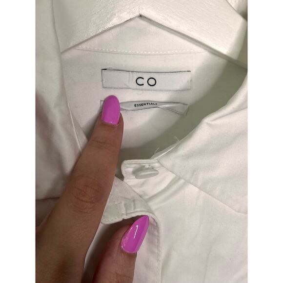Co Essentials Cotton Peplum Button Down Shirt  White Lagenlook Womens Size XS - Picture 10 of 15